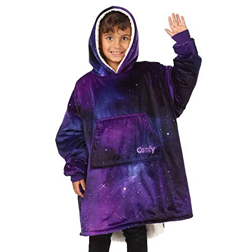 THE COMFY JR | The Original Oversized Microfiber & Sherpa Wearable Blanket for Kids, Seen On Shark Tank, One Size Fits All (Blue)