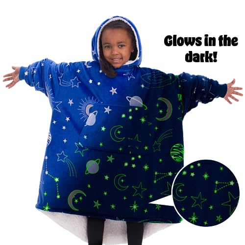 THE COMFY JR | The Original Oversized Microfiber & Sherpa Wearable Blanket for Kids, Seen On Shark Tank, One Size Fits All (Blue)