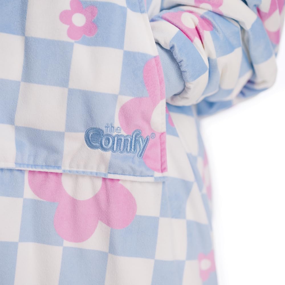 THE COMFY JR | The Original Oversized Microfiber & Sherpa Wearable Blanket for Kids, Seen On Shark Tank, One Size Fits All (Blue)