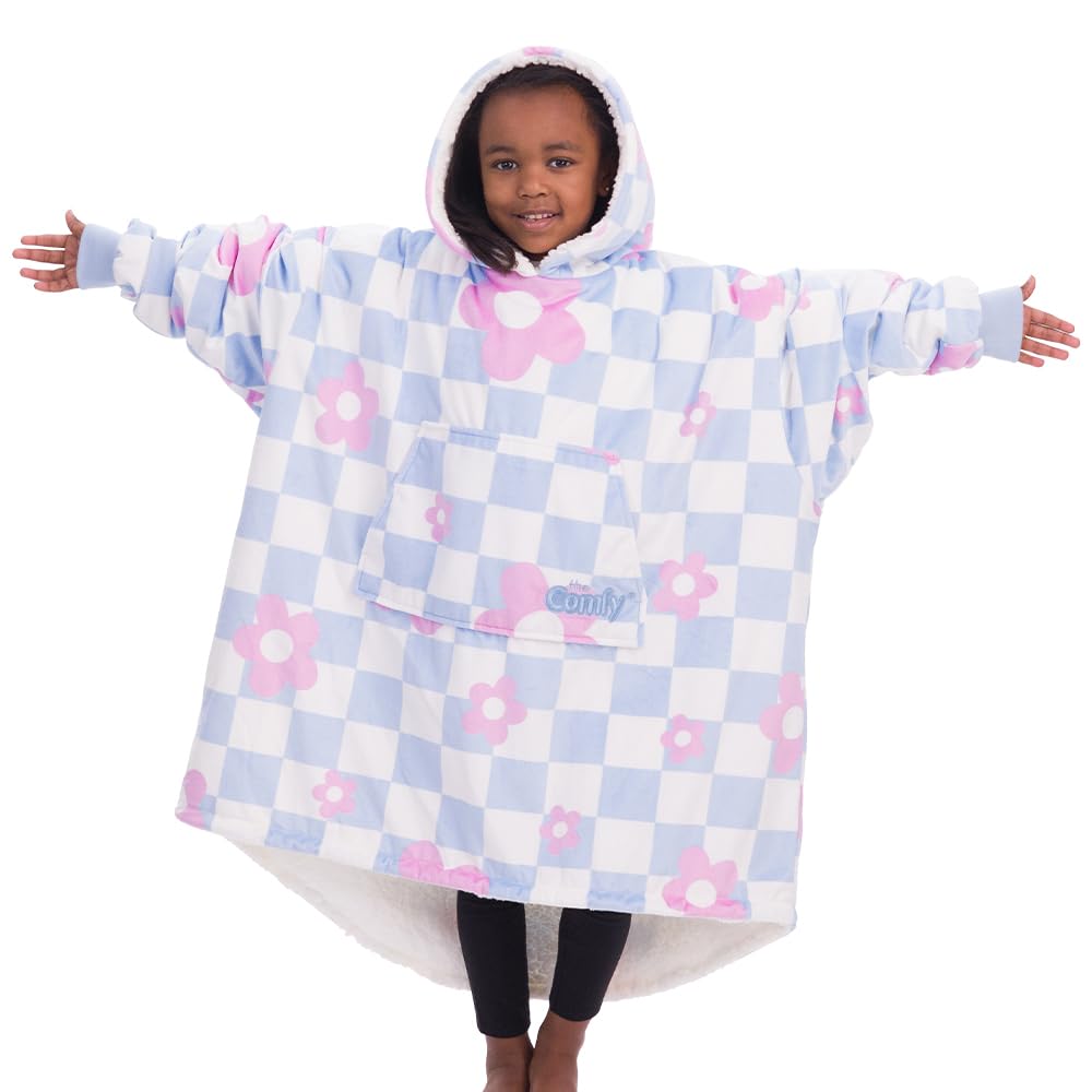 THE COMFY JR | The Original Oversized Microfiber & Sherpa Wearable Blanket for Kids, Seen On Shark Tank, One Size Fits All (Blue)