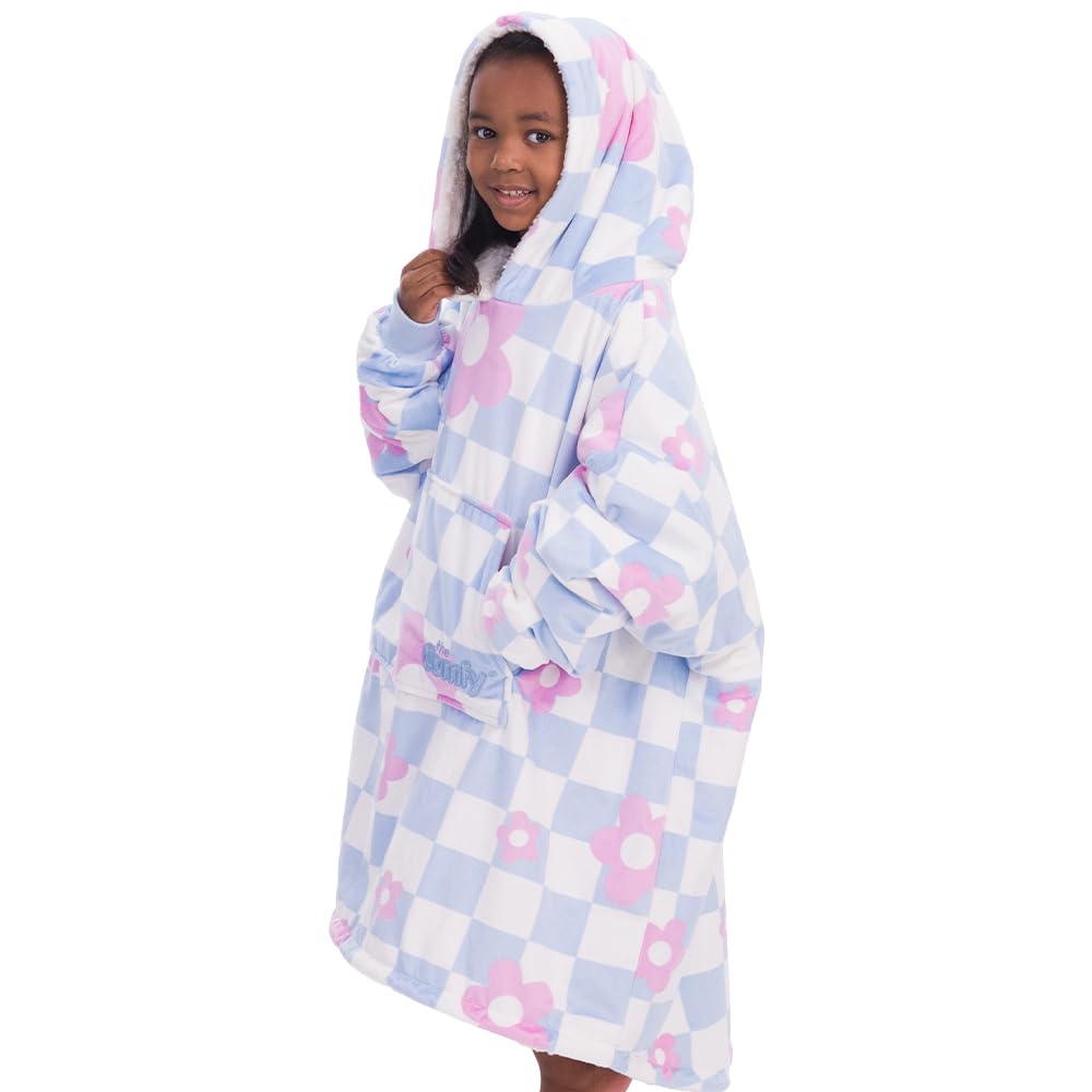 THE COMFY JR | The Original Oversized Microfiber & Sherpa Wearable Blanket for Kids, Seen On Shark Tank, One Size Fits All (Blue)