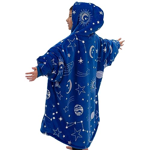 THE COMFY JR | The Original Oversized Microfiber & Sherpa Wearable Blanket for Kids, Seen On Shark Tank, One Size Fits All (Blue)