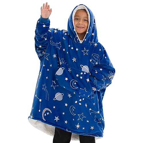 THE COMFY JR | The Original Oversized Microfiber & Sherpa Wearable Blanket for Kids, Seen On Shark Tank, One Size Fits All (Blue)