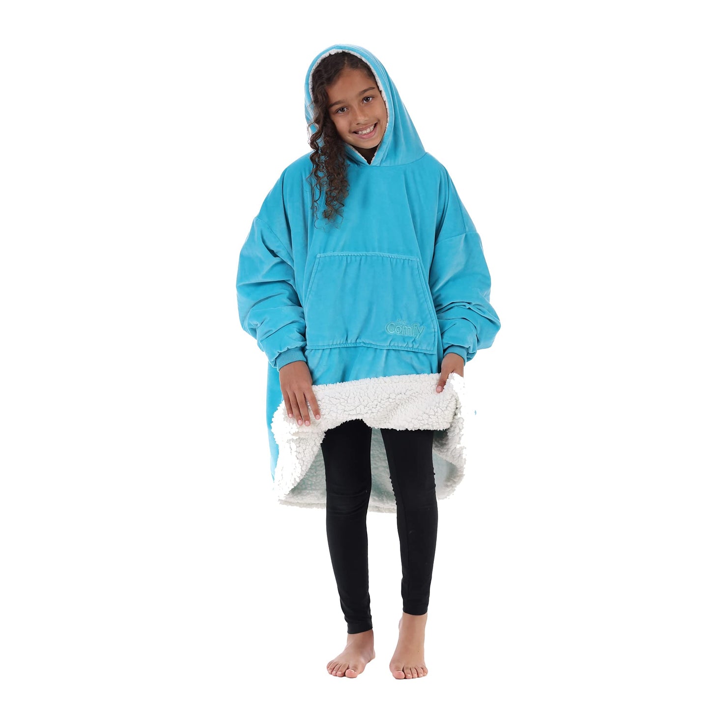 THE COMFY JR | The Original Oversized Microfiber & Sherpa Wearable Blanket for Kids, Seen On Shark Tank, One Size Fits All (Blue)