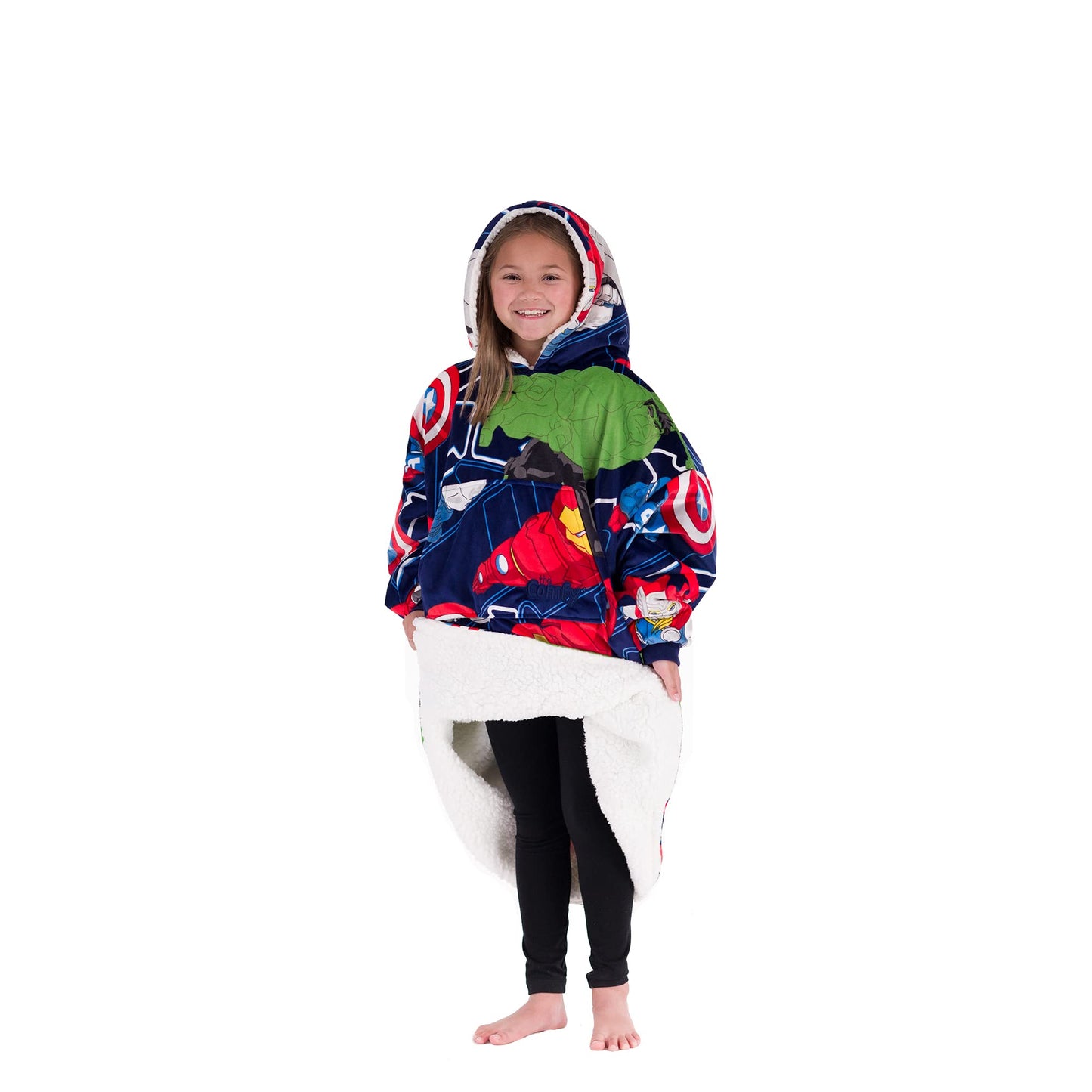 THE COMFY JR | The Original Oversized Microfiber & Sherpa Wearable Blanket for Kids, Seen On Shark Tank, One Size Fits All (Blue)