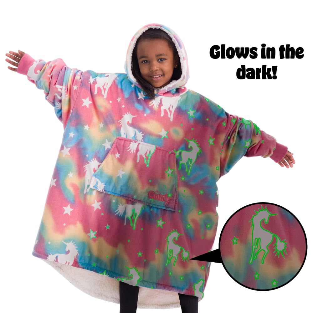 THE COMFY JR | The Original Oversized Microfiber & Sherpa Wearable Blanket for Kids, Seen On Shark Tank, One Size Fits All (Blue)