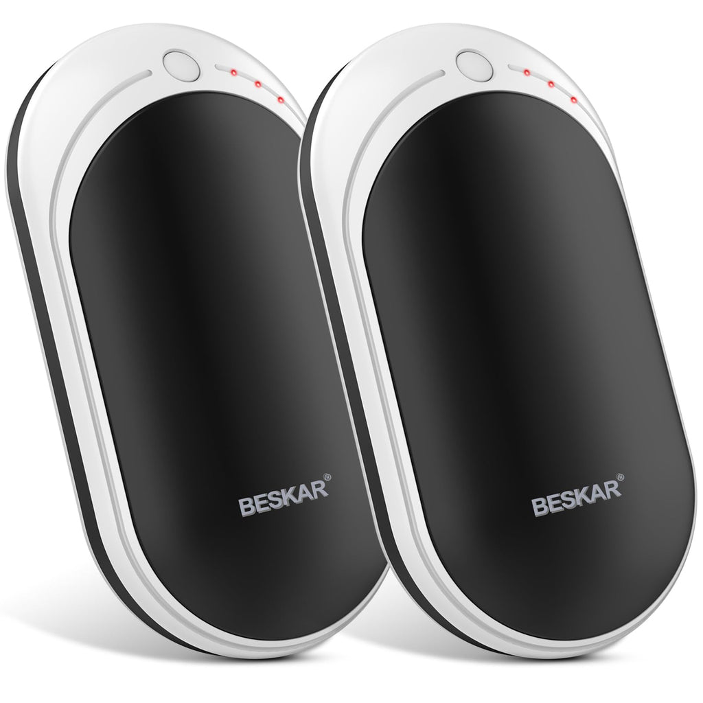 BESKAR Rechargeable Hand Warmer, 5200mAh Electric Hand Heater, Double-Sided Heating, USB Quick Charge, Portable Pocket Hand Warmer for Outdoor, Golf, Raynauds - Winter Gift