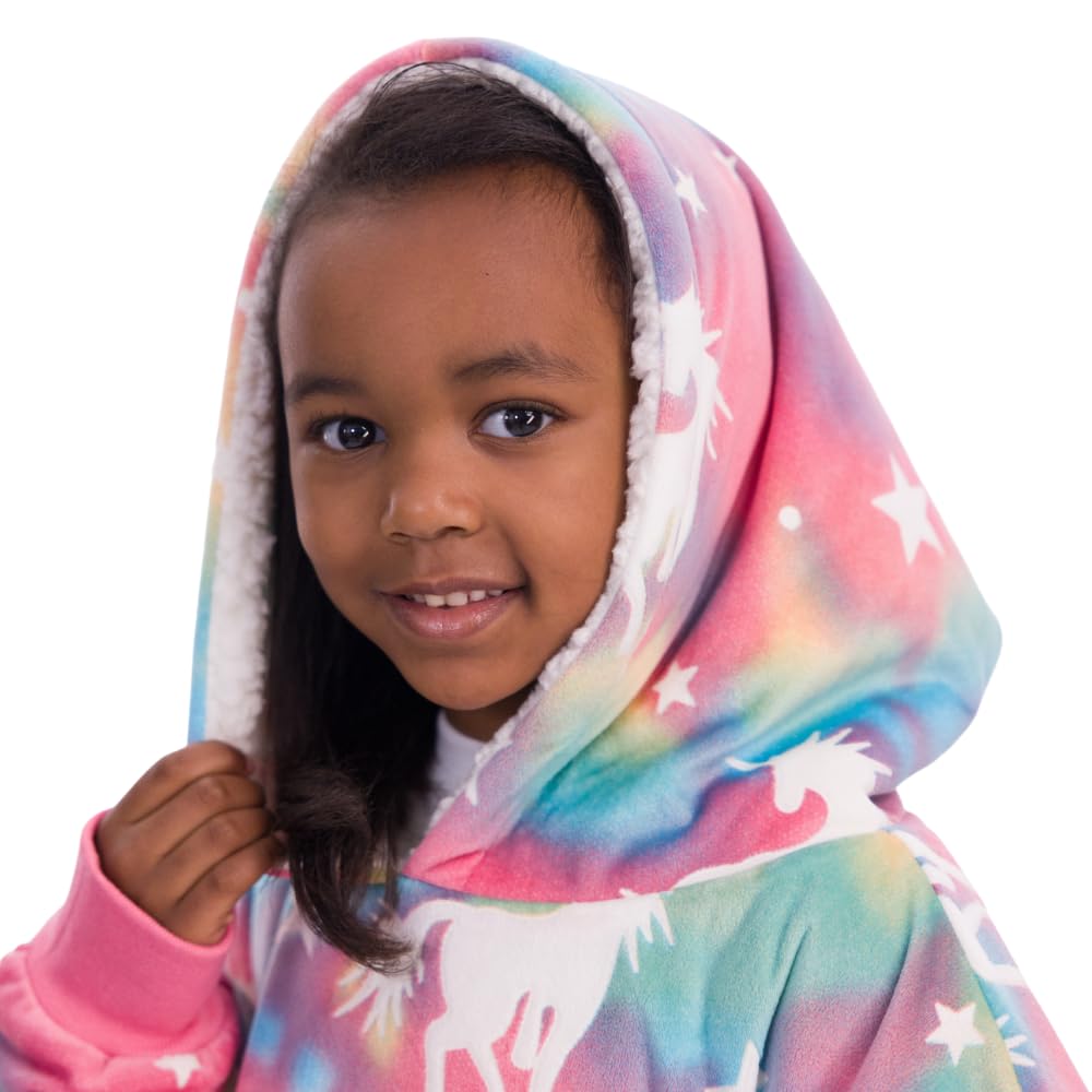 THE COMFY JR | The Original Oversized Microfiber & Sherpa Wearable Blanket for Kids, Seen On Shark Tank, One Size Fits All (Blue)