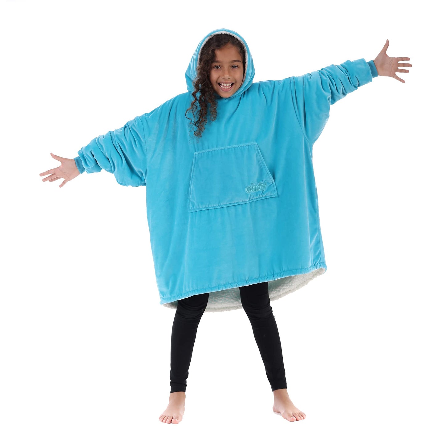 THE COMFY JR | The Original Oversized Microfiber & Sherpa Wearable Blanket for Kids, Seen On Shark Tank, One Size Fits All (Blue)