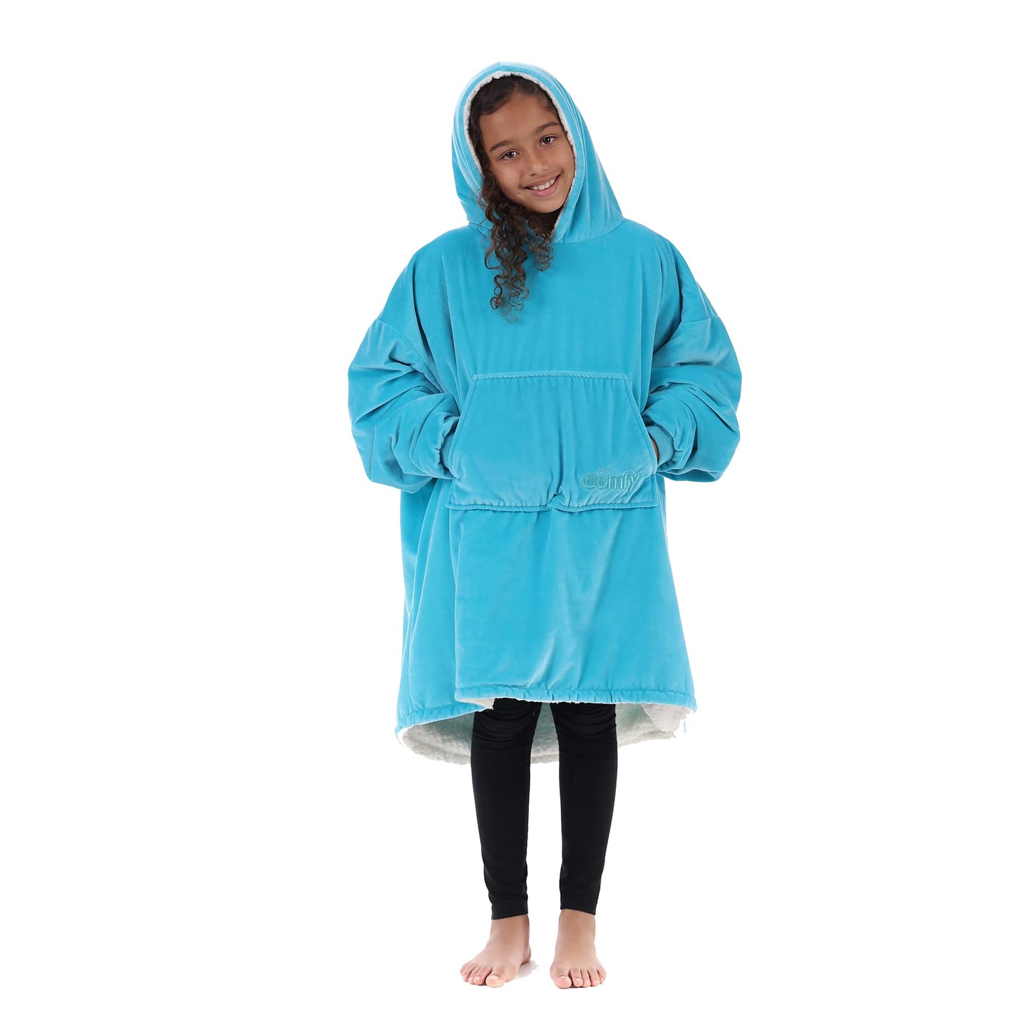 THE COMFY JR | The Original Oversized Microfiber & Sherpa Wearable Blanket for Kids, Seen On Shark Tank, One Size Fits All (Blue)