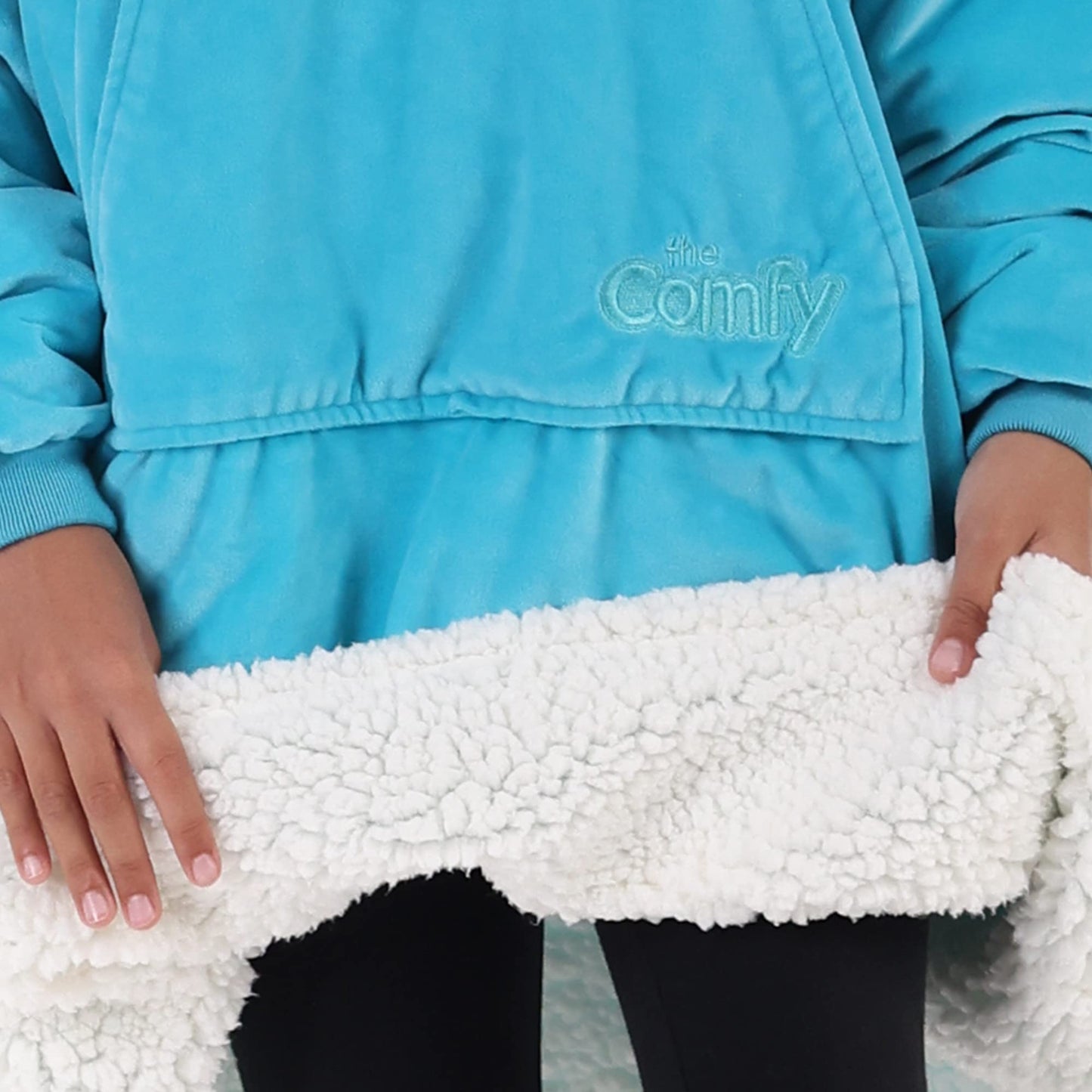 THE COMFY JR | The Original Oversized Microfiber & Sherpa Wearable Blanket for Kids, Seen On Shark Tank, One Size Fits All (Blue)