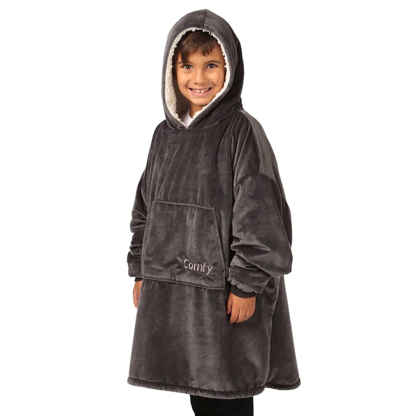 THE COMFY JR | The Original Oversized Microfiber & Sherpa Wearable Blanket for Kids, Seen On Shark Tank, One Size Fits All (Blue)