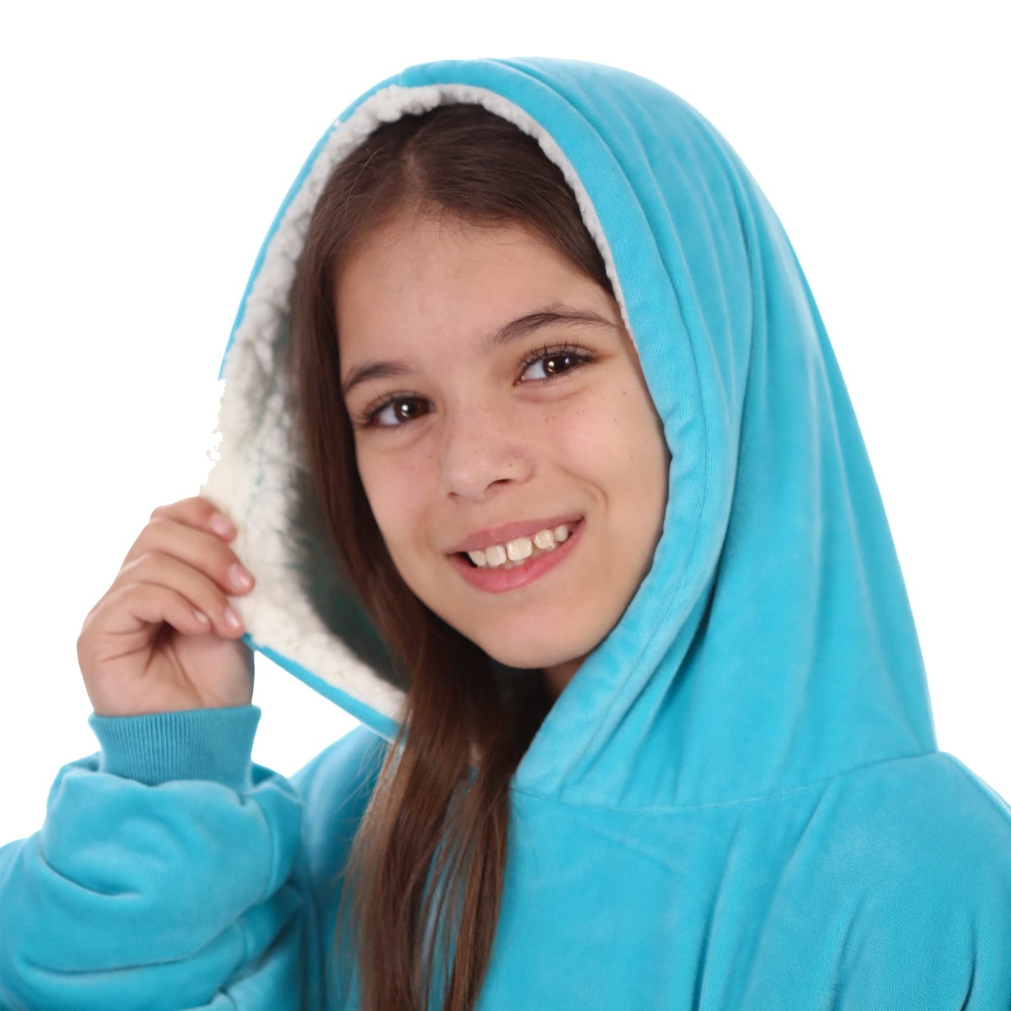 THE COMFY JR | The Original Oversized Microfiber & Sherpa Wearable Blanket for Kids, Seen On Shark Tank, One Size Fits All (Blue)