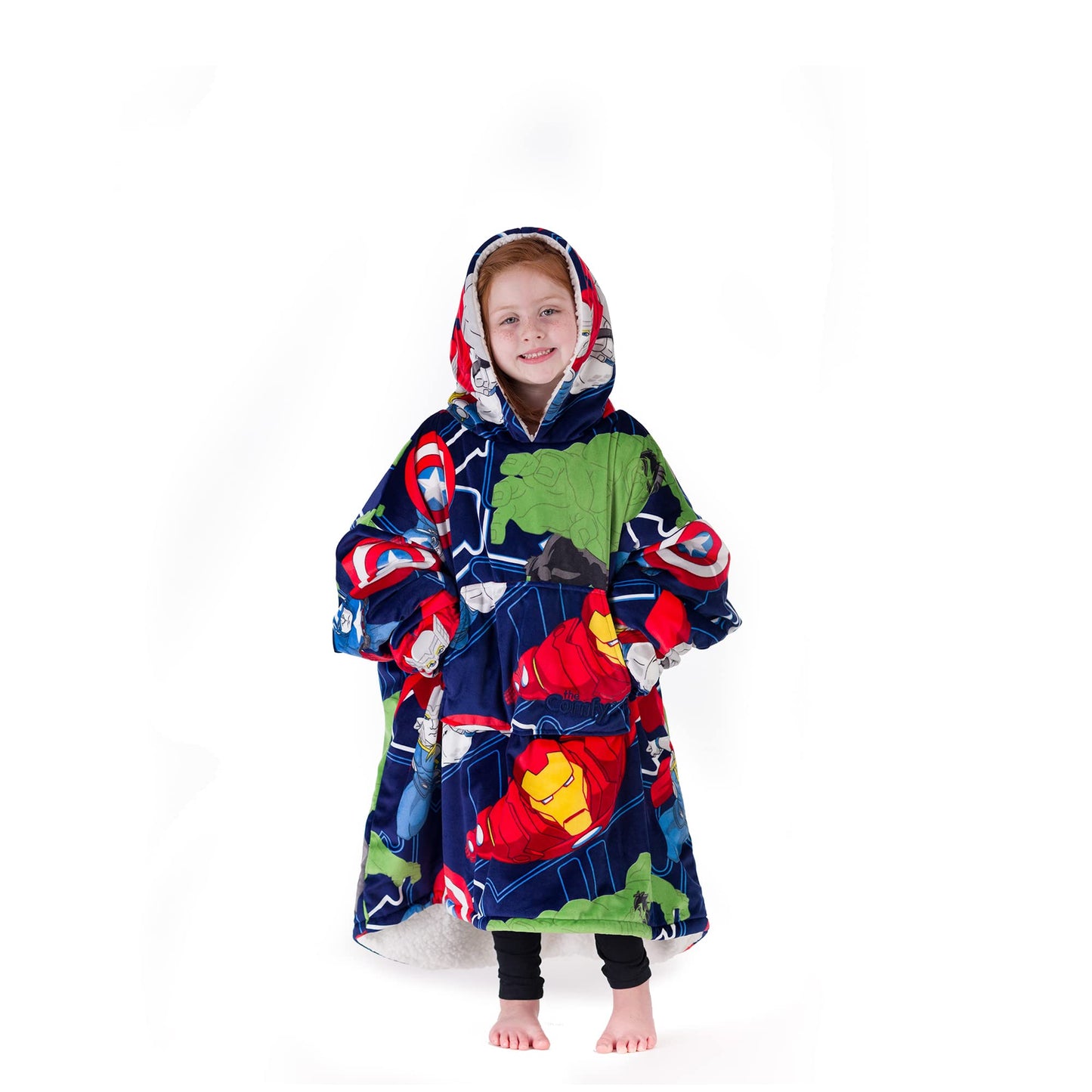 THE COMFY JR | The Original Oversized Microfiber & Sherpa Wearable Blanket for Kids, Seen On Shark Tank, One Size Fits All (Blue)