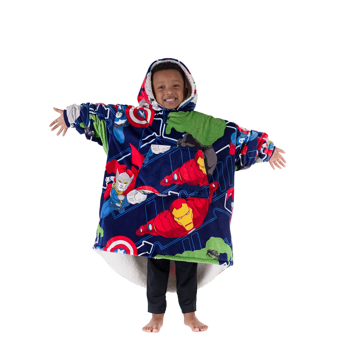 THE COMFY JR | The Original Oversized Microfiber & Sherpa Wearable Blanket for Kids, Seen On Shark Tank, One Size Fits All (Blue)