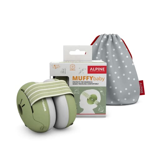 Alpine Muffy Baby Ear Protection for Babies and Toddlers up to 36 Months - CE & ANSI Certified - Noise Reduction Earmuffs - Comfortable Headphones Against Hearing Damage & Improves Sleep - Green