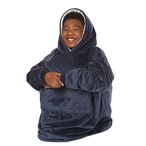 THE COMFY JR | The Original Oversized Microfiber & Sherpa Wearable Blanket for Kids, Seen On Shark Tank, One Size Fits All (Blue)