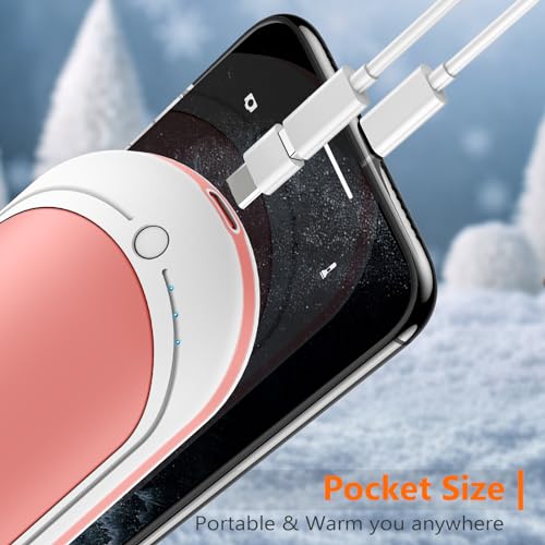 BESKAR Rechargeable Hand Warmer, 5200mAh Electric Hand Heater, Double-Sided Heating, USB Quick Charge, Portable Pocket Hand Warmer for Outdoor, Golf, Raynauds - Winter Gift