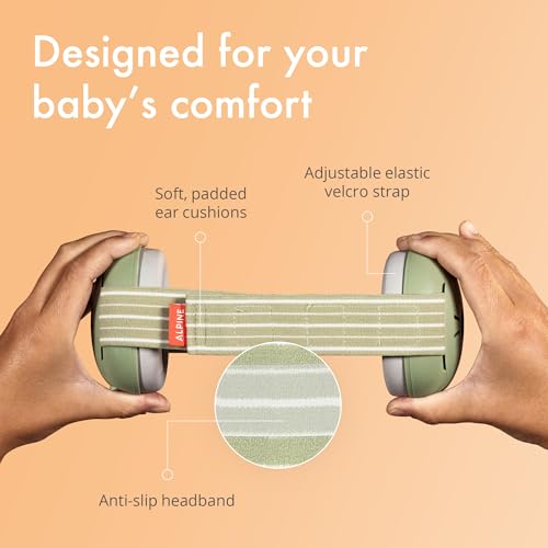Alpine Muffy Baby Ear Protection for Babies and Toddlers up to 36 Months - CE & ANSI Certified - Noise Reduction Earmuffs - Comfortable Headphones Against Hearing Damage & Improves Sleep - Green