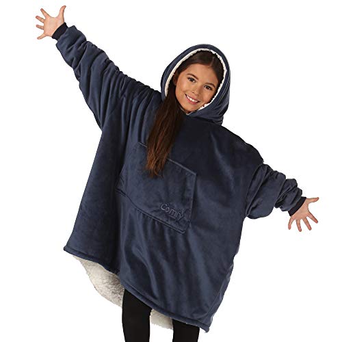 THE COMFY JR | The Original Oversized Microfiber & Sherpa Wearable Blanket for Kids, Seen On Shark Tank, One Size Fits All (Blue)