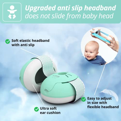 Alpine Muffy Baby Ear Protection for Babies and Toddlers up to 36 Months - CE & ANSI Certified - Noise Reduction Earmuffs - Comfortable Headphones Against Hearing Damage & Improves Sleep - Green