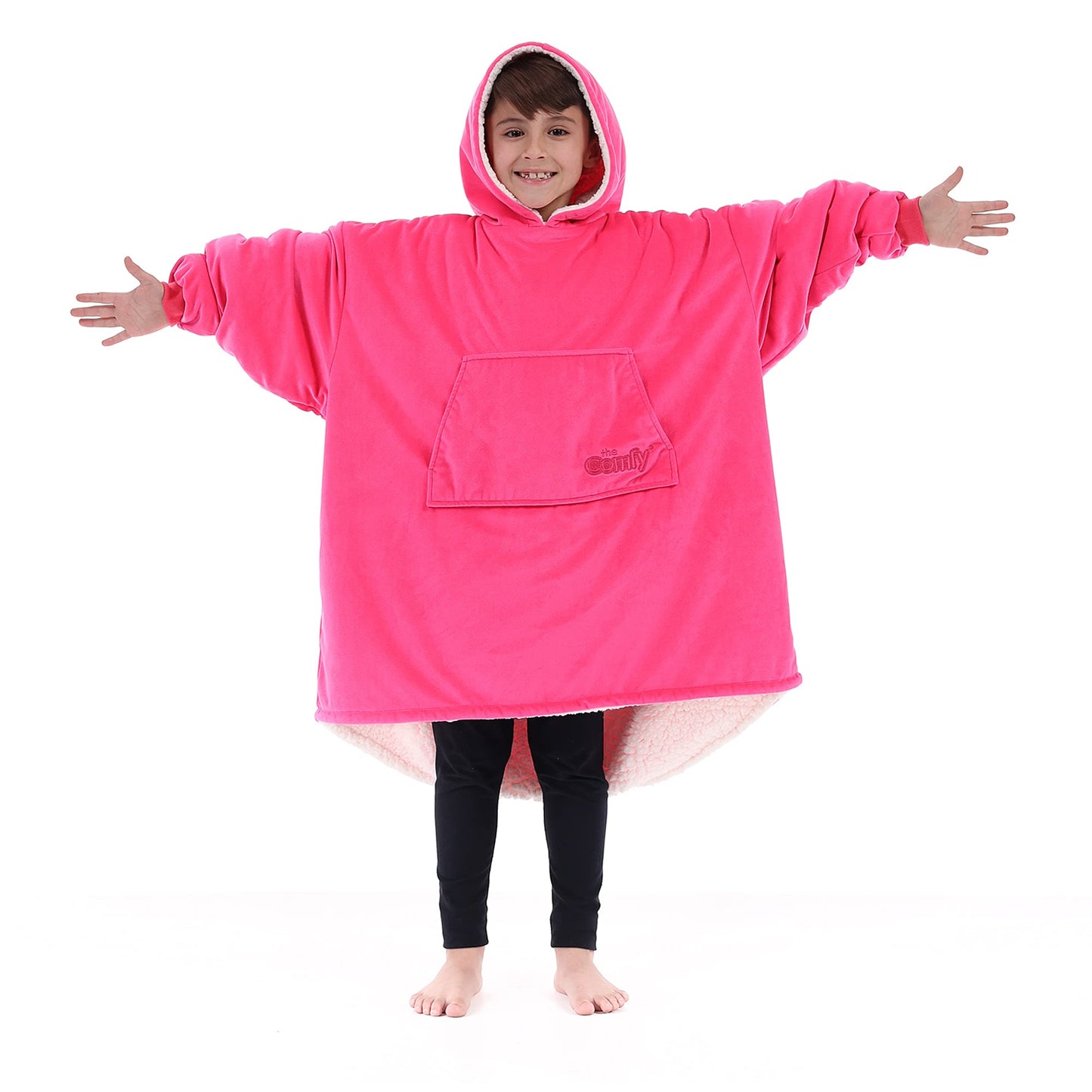 THE COMFY JR | The Original Oversized Microfiber & Sherpa Wearable Blanket for Kids, Seen On Shark Tank, One Size Fits All (Blue)