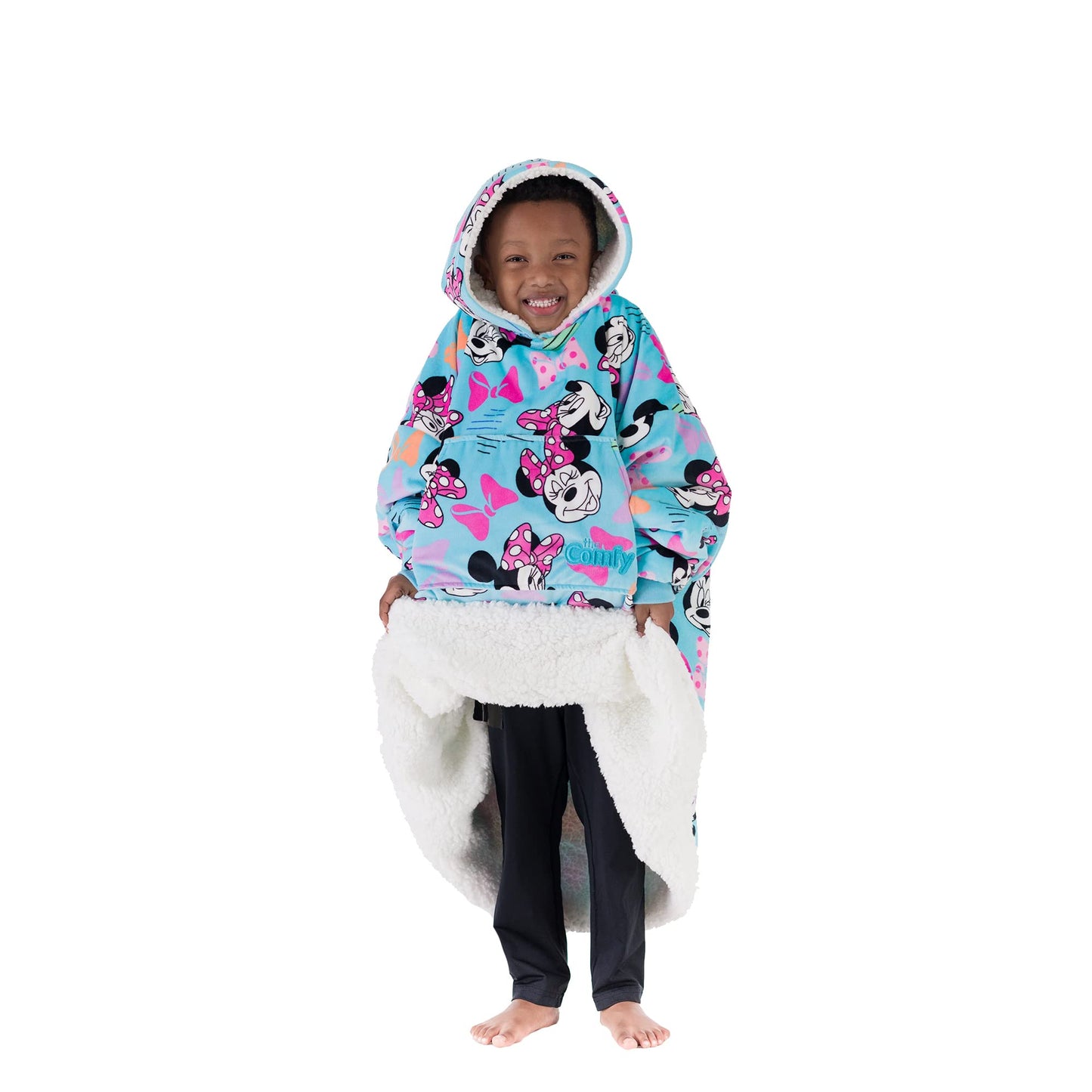 THE COMFY JR | The Original Oversized Microfiber & Sherpa Wearable Blanket for Kids, Seen On Shark Tank, One Size Fits All (Blue)